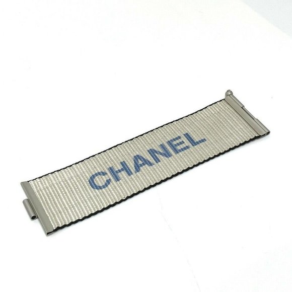 CHANEL logo 99S vintage Bracelet Nylon Silver x blue